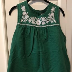 J. Crew sleeveless embroidered front top-size 12